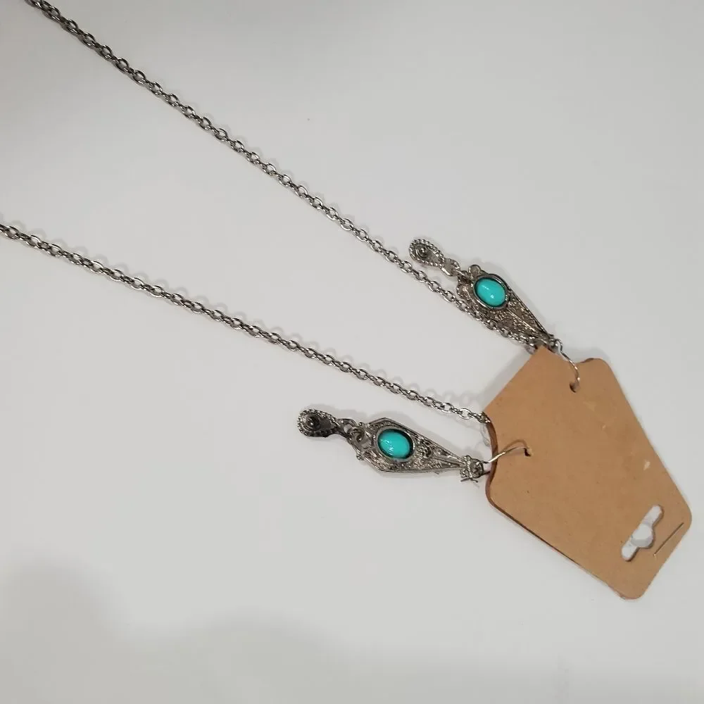 Vintage style turquoise earrings and necklace - Picture 5 of 9